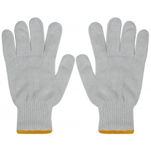 Cotton Bleached White & Gray Gloves NH22