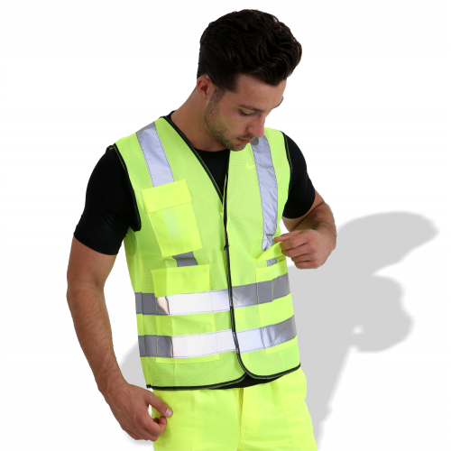 KF007 Reflective Vest Fluorescent Fabric With Pocket