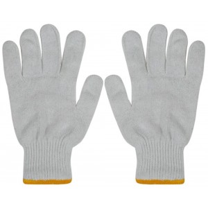 Cotton Bleached White & Gray Glove NH20